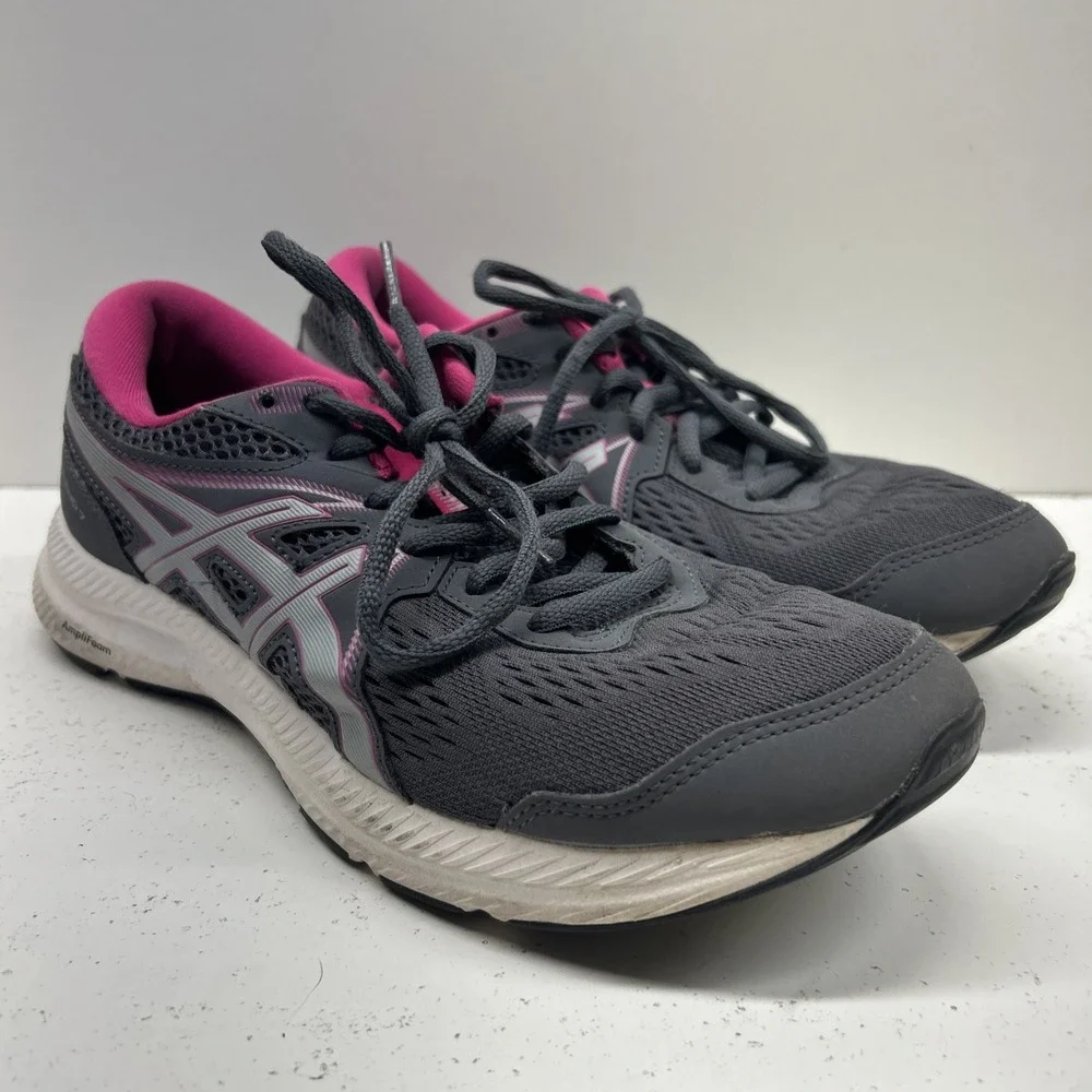 ASICS GEL-Contend 7 Women's Running Shoes Sz 8.5 Gray Pink 1012A911 Athletic